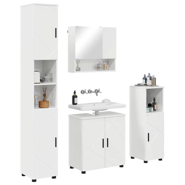 vidaXL Ensemble de mobilier de salle de bain 4 pcs Blanc brillant
