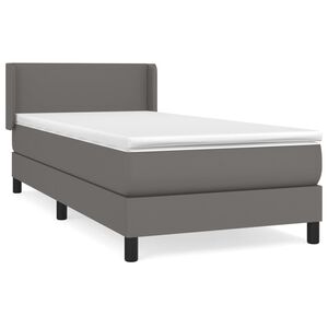 vidaXL Sommier &agrave; lattes de lit avec matelas Gris 80x200 cm Similicuir