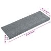 vidaXL Tapis d'escalier autocollants 15 pi&egrave;ces 65 x 21 x 4 cm Gris clair Bord rectangulaire