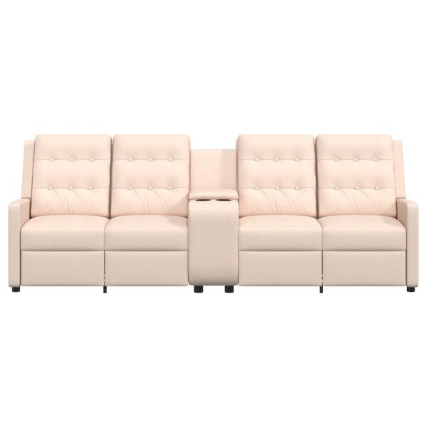vidaXL Fauteuil inclinable avec porte-gobelet 4 places Cr&egrave;me Tissu