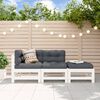 vidaXL Salon de jardin 3 pcs avec coussins blanc bois massif