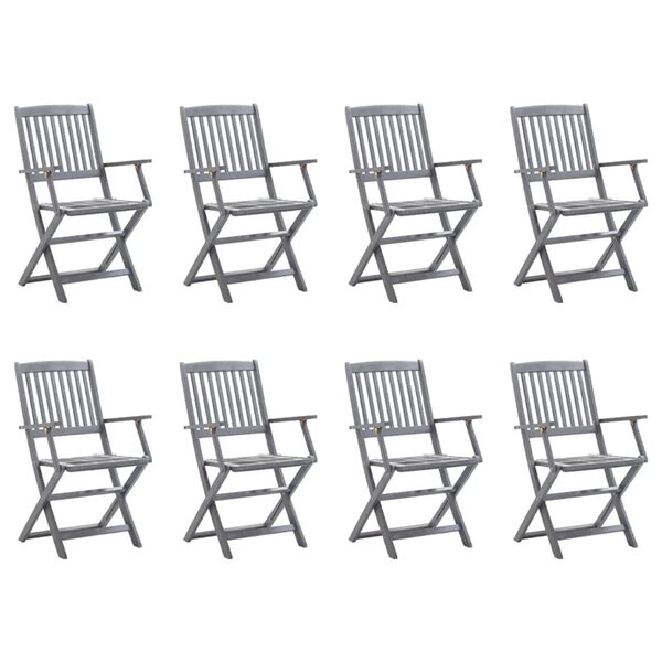vidaXL Chaises pliables d'ext&eacute;rieur lot de 8 et coussins Bois d'acacia