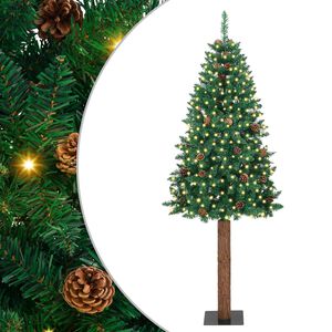 vidaXL Sapin de No&euml;l mince Vert 180 cm PVC et bois de pin massif