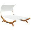 vidaXL Lit repos avec auvent 165x203x126 cm Bois courb&eacute; massif Cr&egrave;me