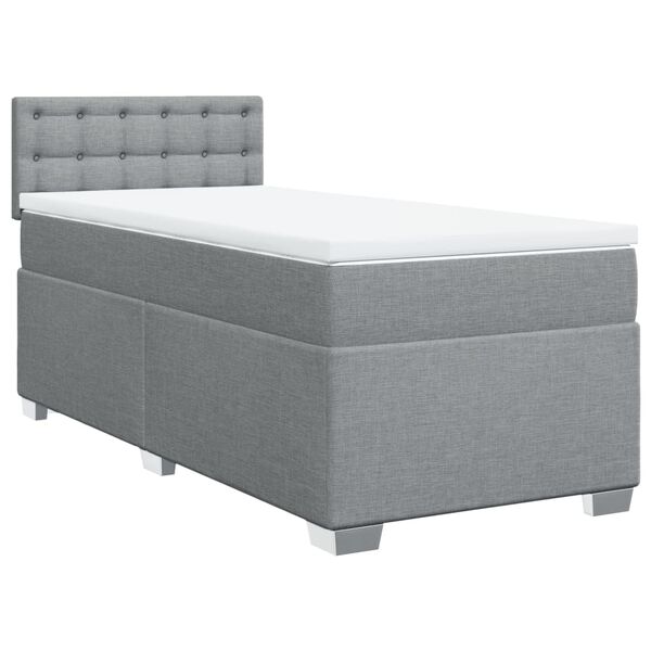 vidaXL Sommier à lattes de lit avec matelas gris clair 80x200 cm tissu