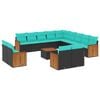 vidaXL Ensemble de canap&eacute; de jardin 14 pcs avec coussins noir r&eacute;sine tress&eacute;e