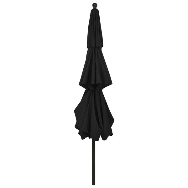 vidaXL Parasol de jardin &agrave; 3 niveaux avec m&acirc;t en aluminium noir 3,5 m