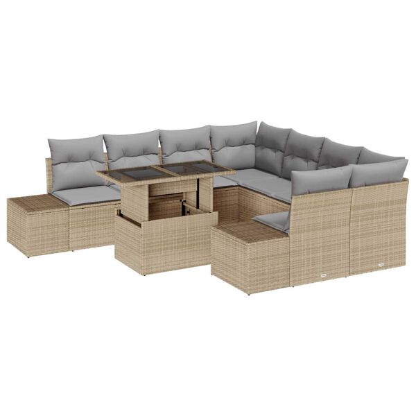 vidaXL Ensemble de canap&eacute; de jardin 9 pcs Beige et Gris clair