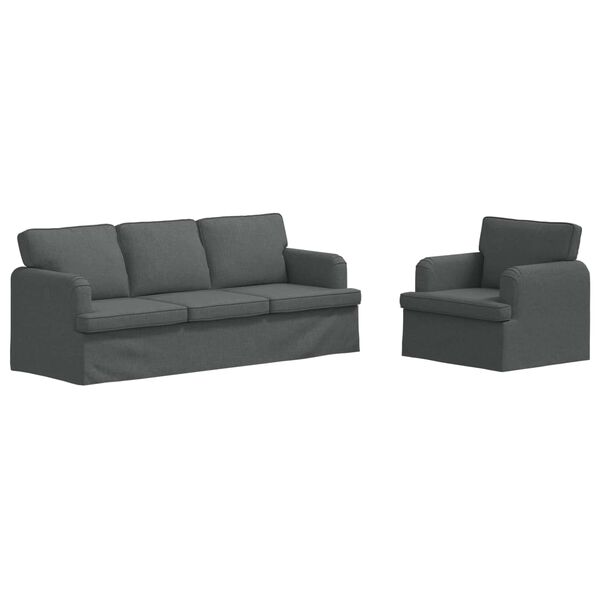 vidaXL Canap&eacute; 2 pcs Gris fonc&eacute;