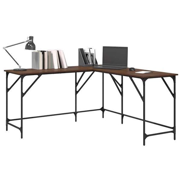 vidaXL Bureau chêne marron 149x149x75 cm bois d'ingénierie