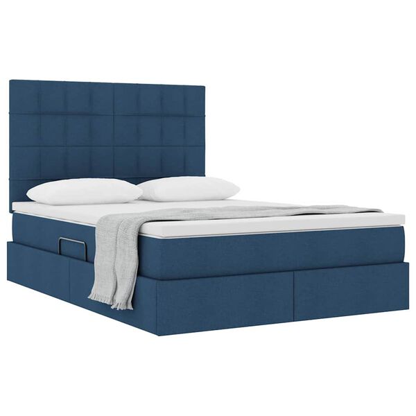 vidaXL Lit avec rangement et matelas Bleu 140 x 190 cm Polyester
