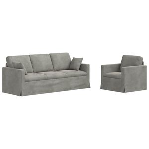 vidaXL Ensemble de Canap&eacute;s 2 pcs Gris clair 198 x 78 x 80 cm Velours