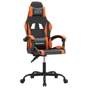 vidaXL Chaise de jeu pivotante Noir et orange Similicuir