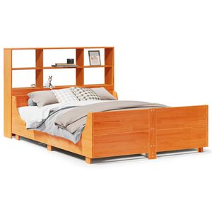 vidaXL Lit biblioth&egrave;que sans matelas cire marron 140x190cm bois massif