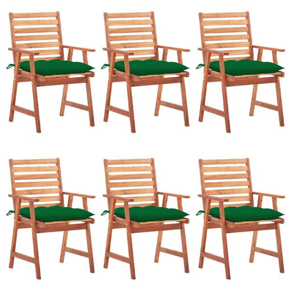 vidaXL Chaises &agrave; manger d'ext&eacute;rieur lot de 6 et coussins Acacia massif