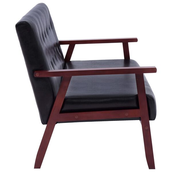 vidaXL Ensemble de canapés 3 pcs Noir Similicuir