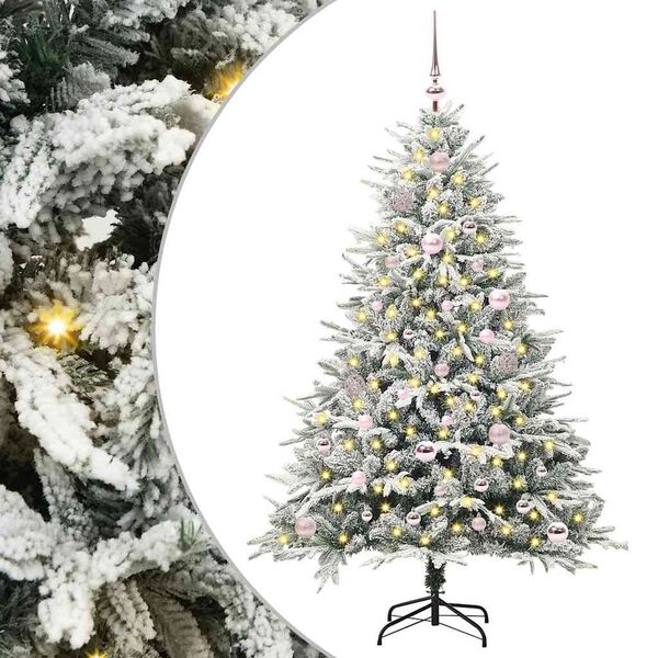 vidaXL Sapin de Noël artificiel pré-éclairé avec ensemble de boules