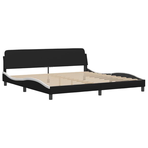 vidaXL Lit avec matelas Dover noir et blanc 200x200 cm similicuir