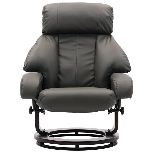 vidaXL Fauteuil TV avec repose-pied Gris Similicuir
