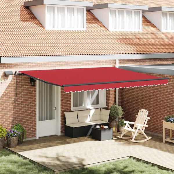vidaXL Auvent R&eacute;tractable Rouge 450 &times;300 cm tissu
