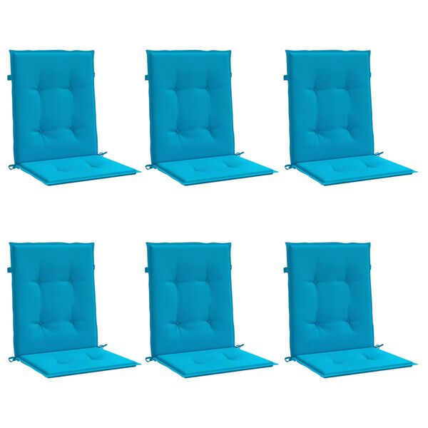 vidaXL Coussins de chaise de jardin &agrave; dossier bas lot de 6 bleu