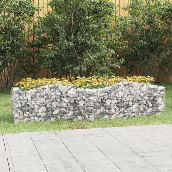 vidaXL Lit sur&eacute;lev&eacute; &agrave; gabions arqu&eacute; 200x50x50 cm Fer galvanis&eacute;