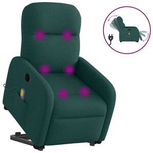 vidaXL Fauteuil inclinable de massage &eacute;lectrique Vert fonc&eacute; Tissu