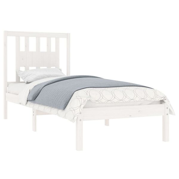 vidaXL Cadre de lit sans matelas blanc bois massif