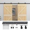 vidaXL Porte coulissante 2 pcs Naturel et noir Bois de pin massif