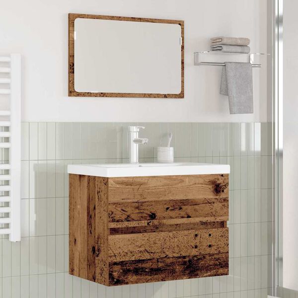 vidaXL Ensemble de mobilier de salle de bain 3 pcs Bois Ancien