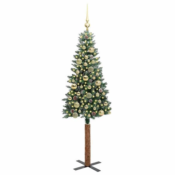 vidaXL Sapin de Noël mince avec 150 LED Vert et blanc 150 cm
