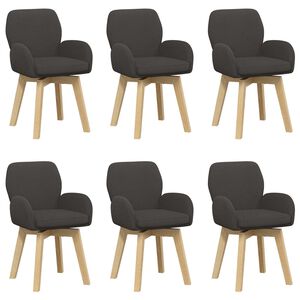 vidaXL Chaises de salle &agrave; manger pivotantes 6 pc Boucl&eacute; Gris fonc&eacute;