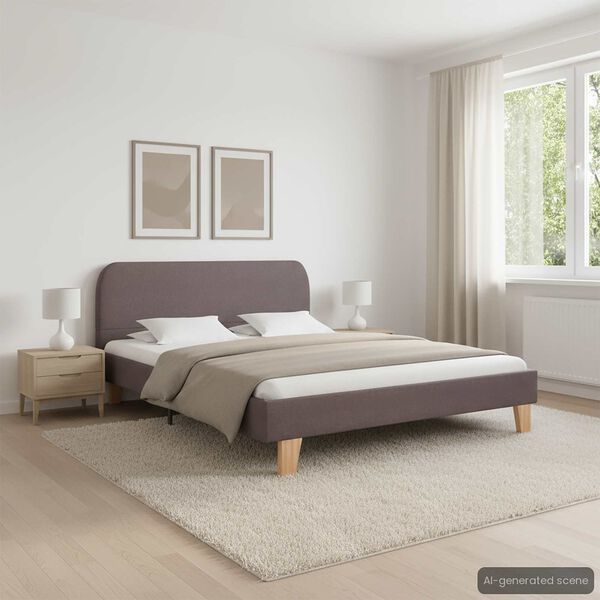 vidaXL Cadre de lit sans matelas taupe tissu 135x190 cm