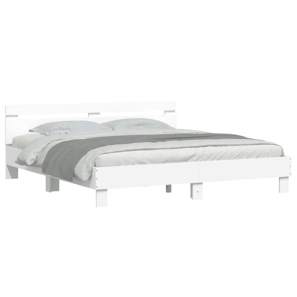 vidaXL Cadre de lit avec LED sans matelas blanc 160x200 cm