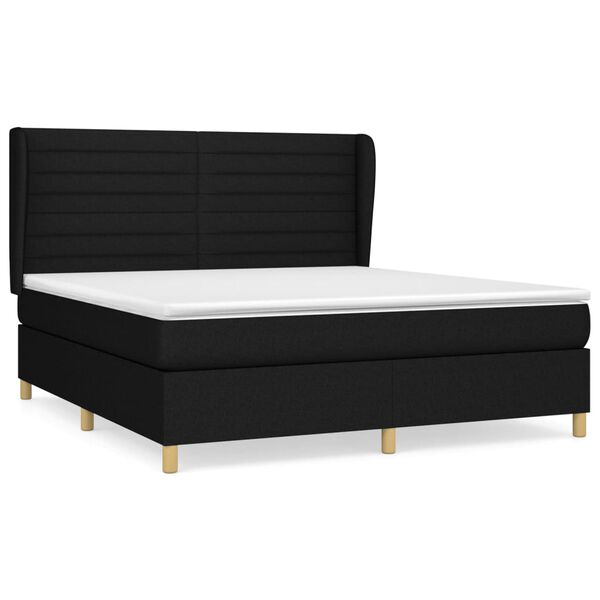vidaXL Sommier &agrave; lattes de lit avec matelas Noir 160x200 cm Tissu