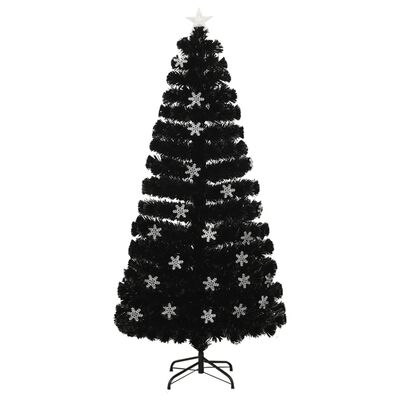 vidaXL Sapin de Noël et flocons de neige LED Noir 150 cm Fibre optique