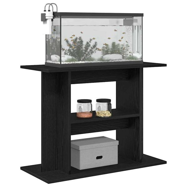 vidaXL Support pour aquarium ch&ecirc;ne noir 80x35x60cm bois d'ing&eacute;nierie