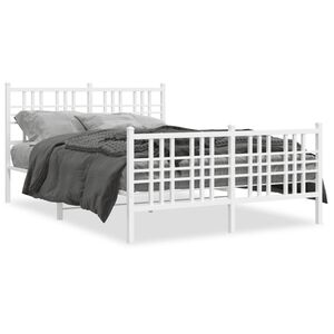 vidaXL Cadre de lit m&eacute;tal sans matelas et pied de lit blanc 120x190 cm