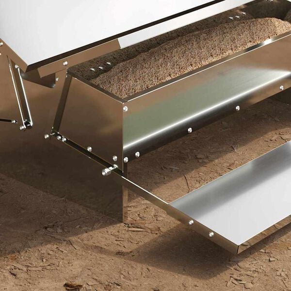 vidaXL Nourrisseur &agrave; p&eacute;dale pour poules Argent 75 x 53 x 20,5 cm