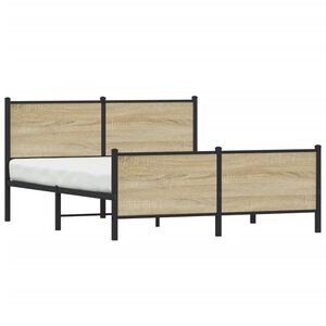 vidaXL Cadre de lit en m&eacute;tal sans matelas ch&ecirc;ne sonoma 140x190 cm