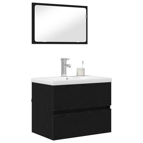 vidaXL Ensemble de mobilier de salle de bain 3 pcs Ch&ecirc;ne noir