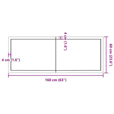 vidaXL Dessus de table 160x60x(2-4) cm bois de chêne massif non traité