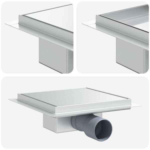 vidaXL 2 en 1 Drain de Douche Argent&eacute; 20 x 20 cm Acier Inox 304