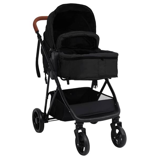 vidaXL Poussette pour b&eacute;b&eacute; 3-en-1 Anthracite et noir Acier