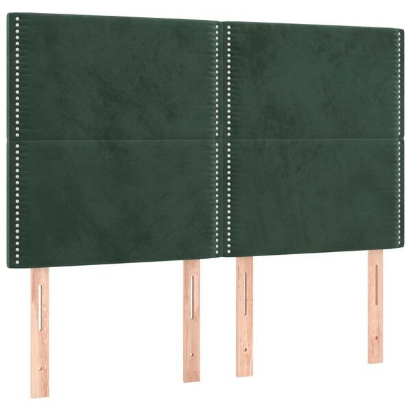 vidaXL T&ecirc;te de lit &agrave; LED Vert fonc&eacute; 144x5x118/128 cm Velours