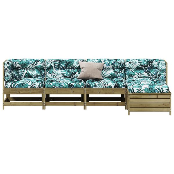 vidaXL Salon de jardin 5 pcs avec coussins bois de pin impr&eacute;gn&eacute;