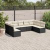 vidaXL Salon de jardin 9 pcs avec coussins noir r&eacute;sine tress&eacute;e