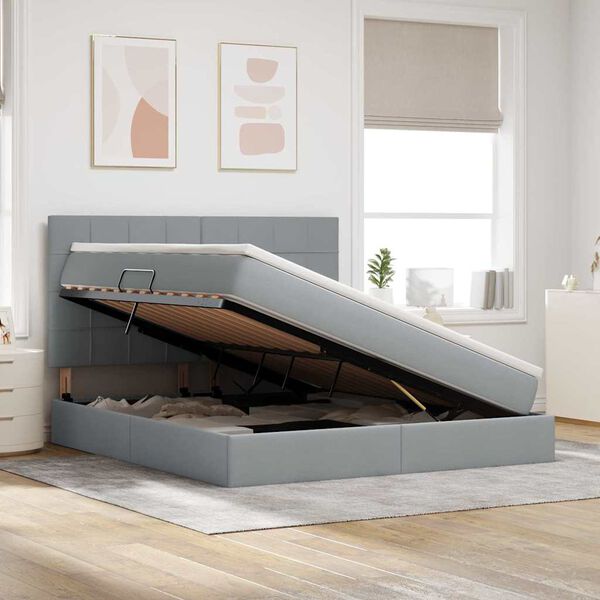 vidaXL Lit avec rangement et LED Gris clair 160 x 200 cm Polyester