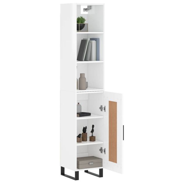 vidaXL Buffet haut Blanc brillant 34,5x34x180 cm Bois d'ing&eacute;nierie
