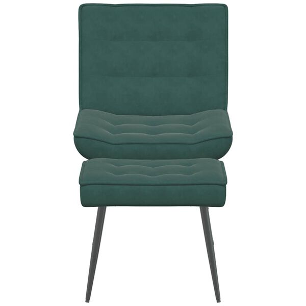 vidaXL Chaise de relaxation avec tabouret Vert fonc&eacute; Velours